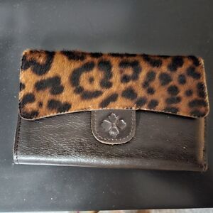 Leopard Print Black Leather Women's Bag